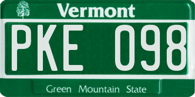 VT license plate PKE098