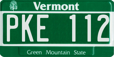 VT license plate PKE112