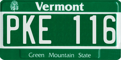 VT license plate PKE116