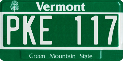 VT license plate PKE117