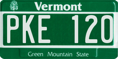 VT license plate PKE120