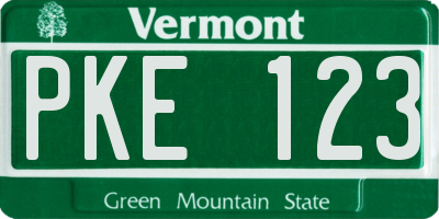 VT license plate PKE123