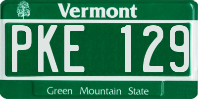 VT license plate PKE129