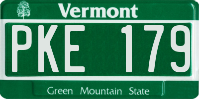VT license plate PKE179