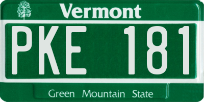 VT license plate PKE181