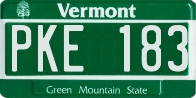 VT license plate PKE183