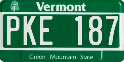 VT license plate PKE187