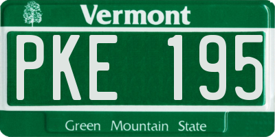 VT license plate PKE195