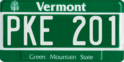 VT license plate PKE201