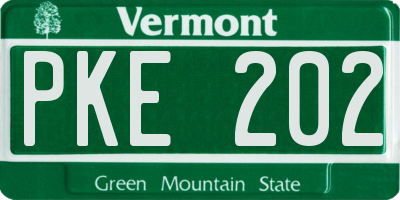 VT license plate PKE202