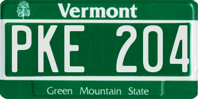 VT license plate PKE204