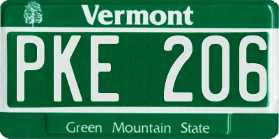 VT license plate PKE206