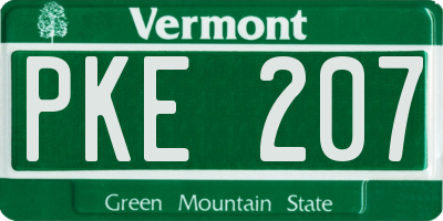 VT license plate PKE207