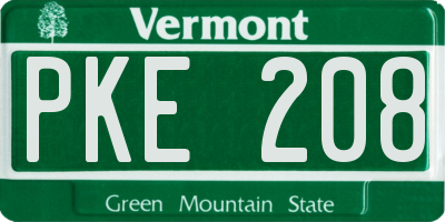 VT license plate PKE208