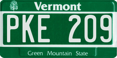 VT license plate PKE209