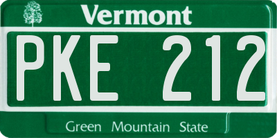 VT license plate PKE212