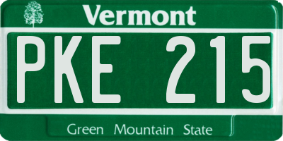 VT license plate PKE215