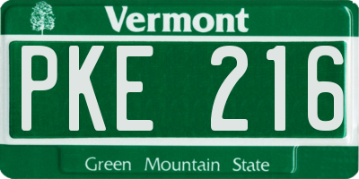 VT license plate PKE216