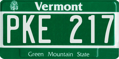 VT license plate PKE217