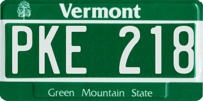 VT license plate PKE218