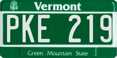 VT license plate PKE219