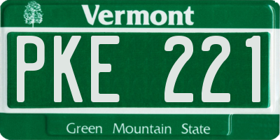 VT license plate PKE221