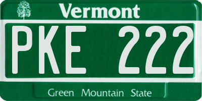 VT license plate PKE222