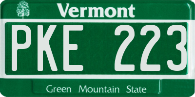 VT license plate PKE223