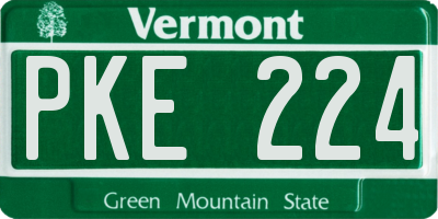 VT license plate PKE224