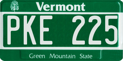 VT license plate PKE225