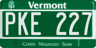 VT license plate PKE227