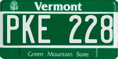 VT license plate PKE228
