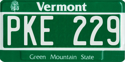 VT license plate PKE229