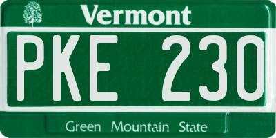 VT license plate PKE230