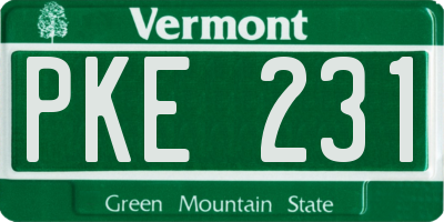 VT license plate PKE231