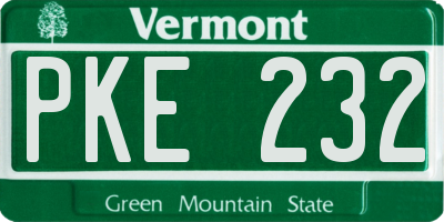 VT license plate PKE232