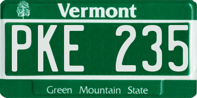 VT license plate PKE235