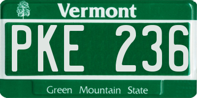 VT license plate PKE236