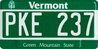 VT license plate PKE237