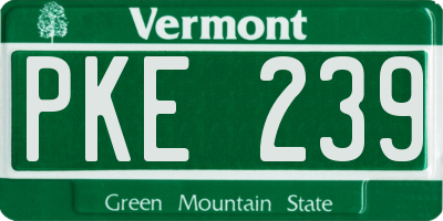 VT license plate PKE239