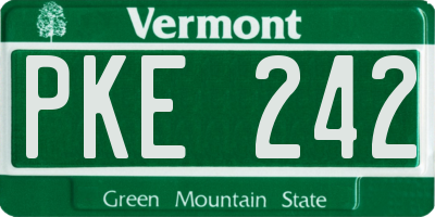 VT license plate PKE242