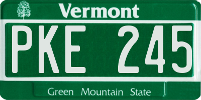 VT license plate PKE245