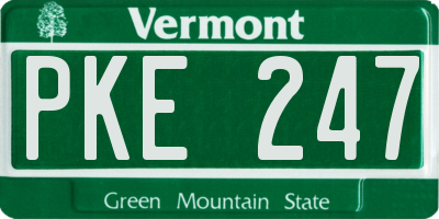 VT license plate PKE247
