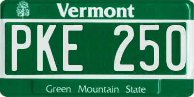 VT license plate PKE250