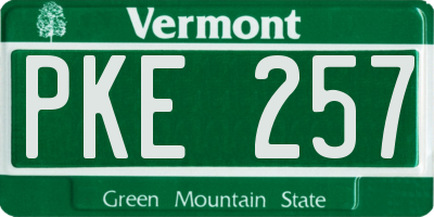 VT license plate PKE257