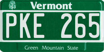 VT license plate PKE265
