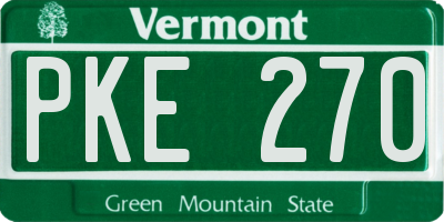 VT license plate PKE270