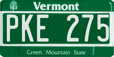 VT license plate PKE275