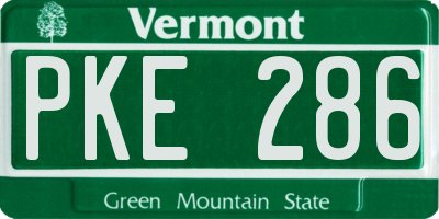 VT license plate PKE286