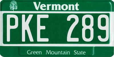 VT license plate PKE289